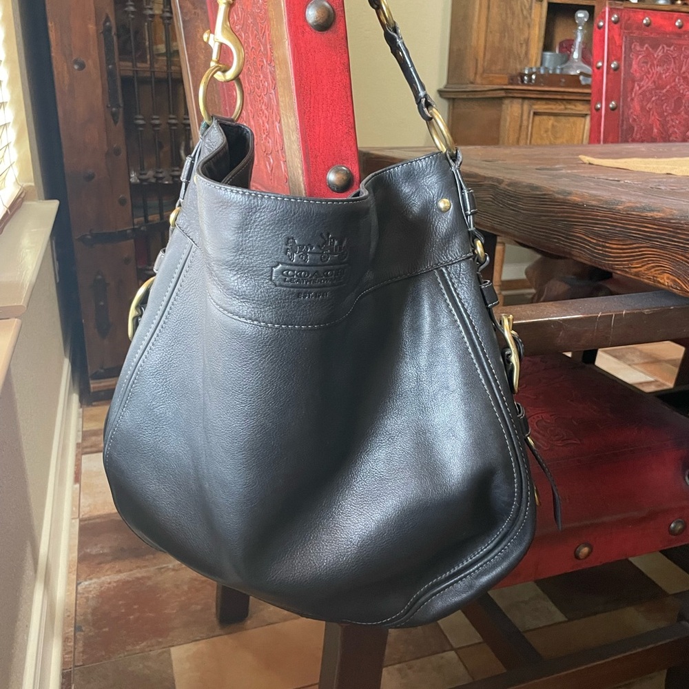 Coach Black Leather Hobo Bag
